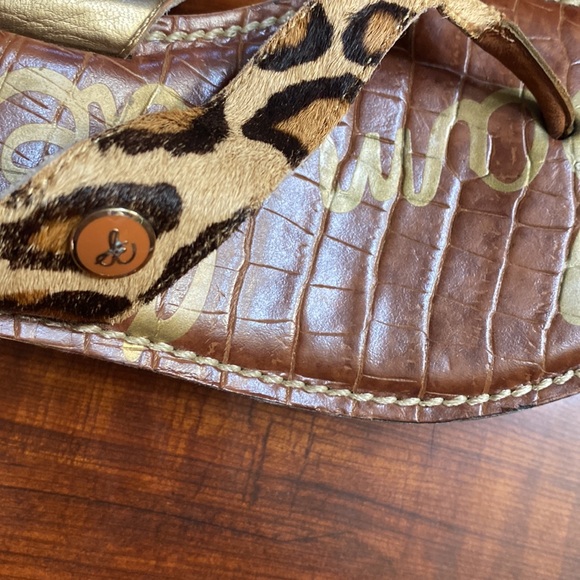 Sam Edelman calf hair leopard print wedge sandals - Picture 6 of 10